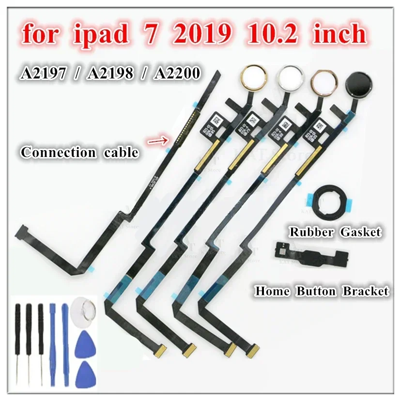 

1Pcs Home Button Menu Key Flex Cable Bracket Rubber Gasket Assembly Replacement for IPad 7 2019 10.2 Inch 7th Home Button Flex