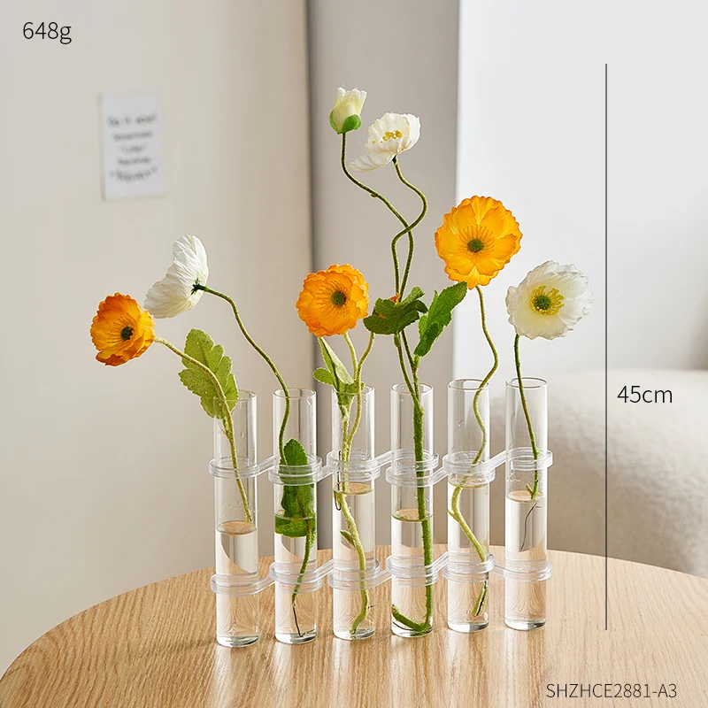 House Living Room Glass Vase Modern Artificial Flowers Wedding Table Vases Aesthetic  Luxury Vasi Per Fiori Room Decortion Items - AliExpress