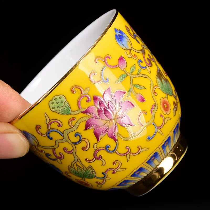 Vintage Chinese Porcelain Teeware Cup Puer Oolong Kung Fu Tieguanyin Flower Green Tea
