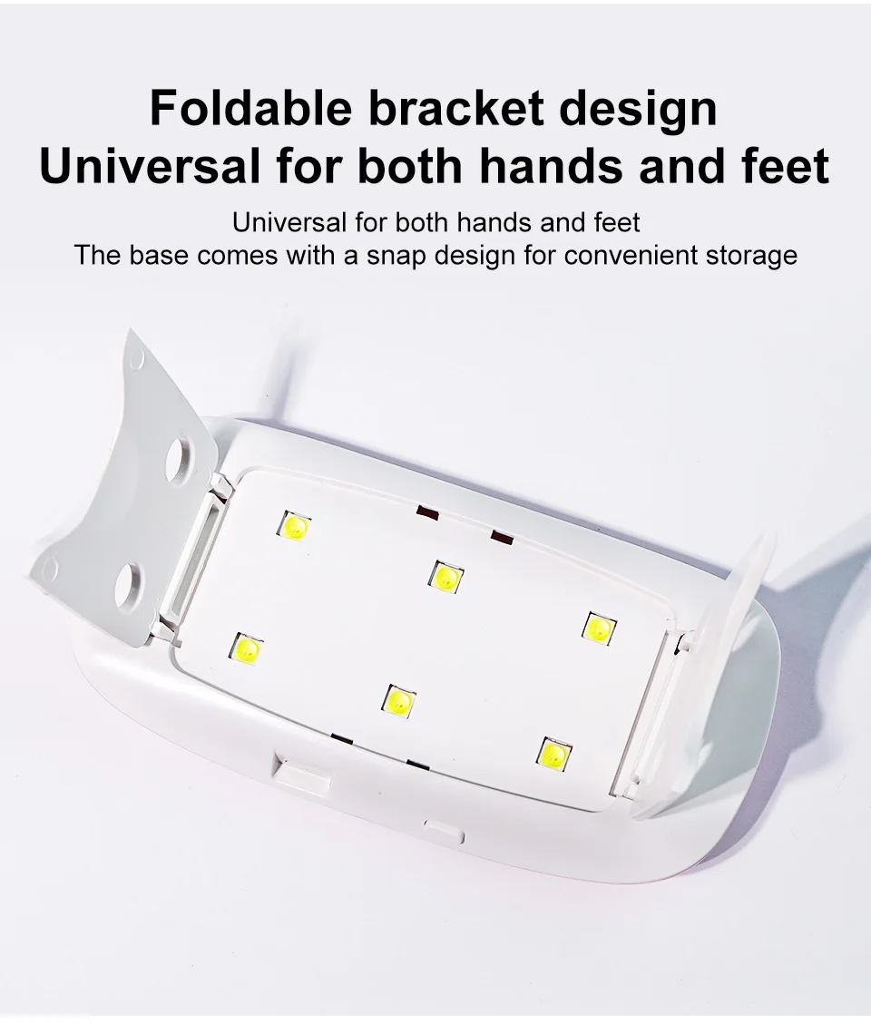 6 W Mini Nagel Trockner Maschine Tragbare 6 LED UV Maniküre Lampe Heimgebrauch Nagel Lampe Zum Trocknen Polnischen Lack mit USB Kabel – Detail 3