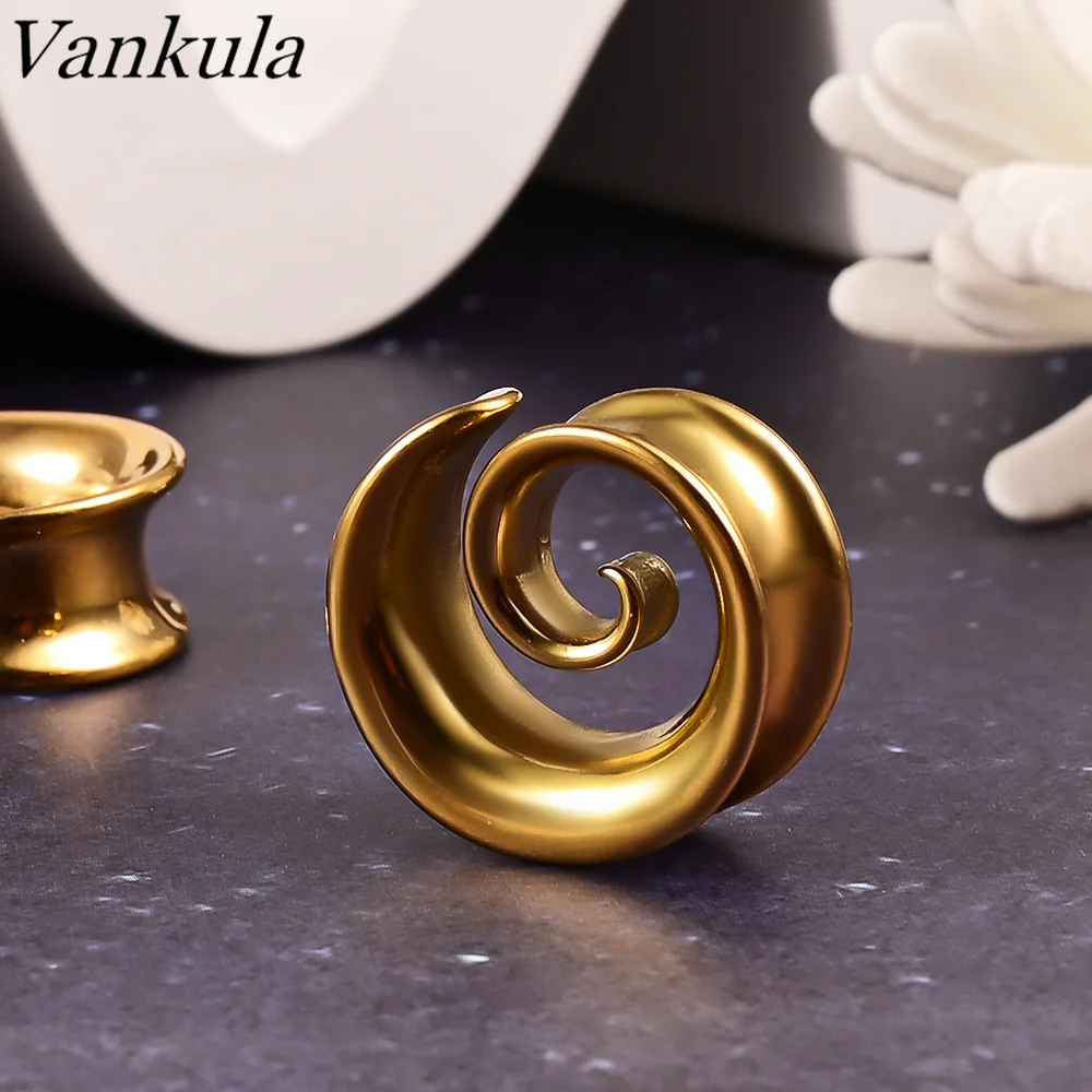 Vankula Écarteurs Oreilles 1 Paire - Plugs Tunnel Larme Acier Inox 8mm à 25mm Noir Or Rose Argent