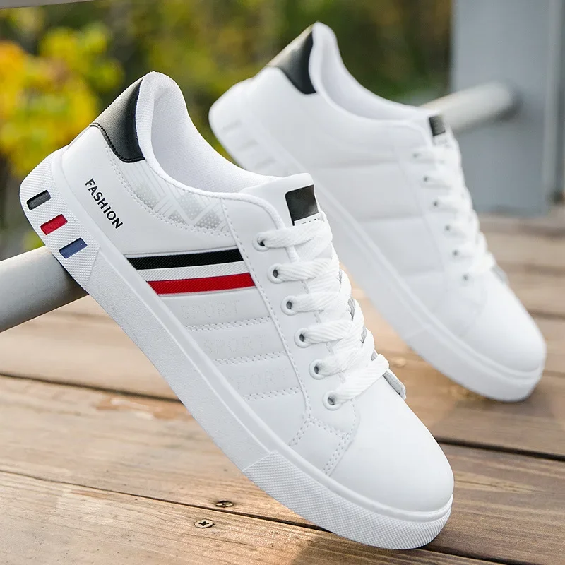 

Men Sneakers Casual Sports Shoes for Men Lightweight PU Leather Breathable Shoe Mens Flat White Tenis Shoes Zapatillas Hombre