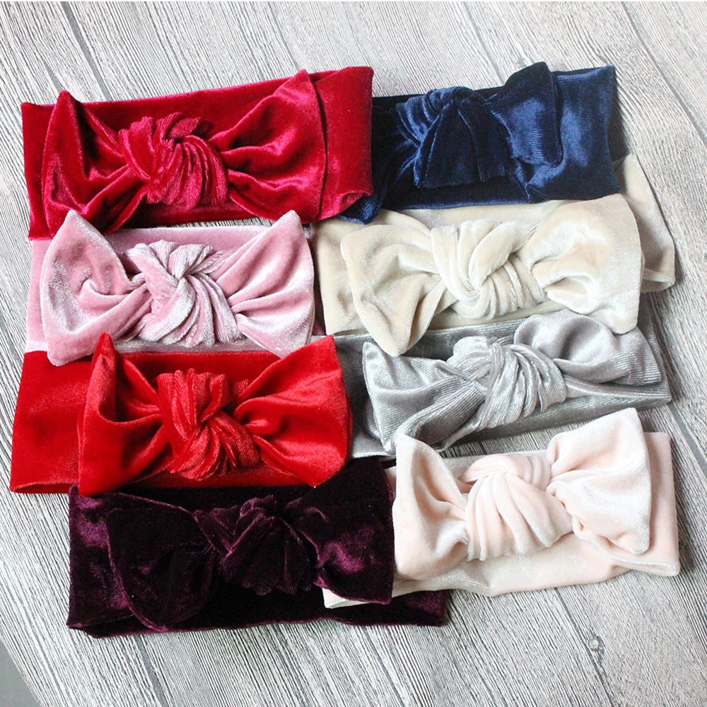 bulk-velvet-baby-headband-solid-knotbow-elastic-hair-band-for-newborn-soft-tollder-headwear-hair-accessories