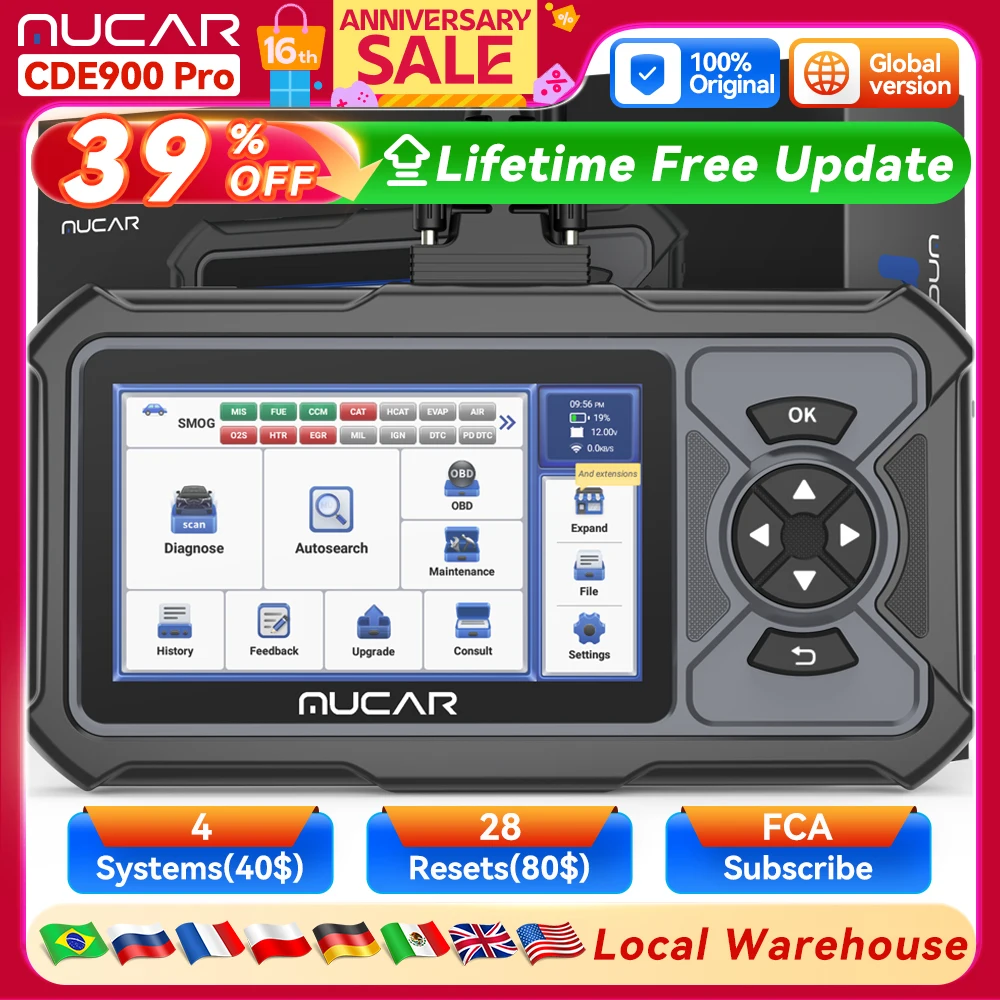 MUCAR CDE900 Pro Obd2 escáner Auto herramientas de diagnóstico de coche escáner automotriz OBD herramienta lector de código 28 restablecer diagnóstico de sistema completo