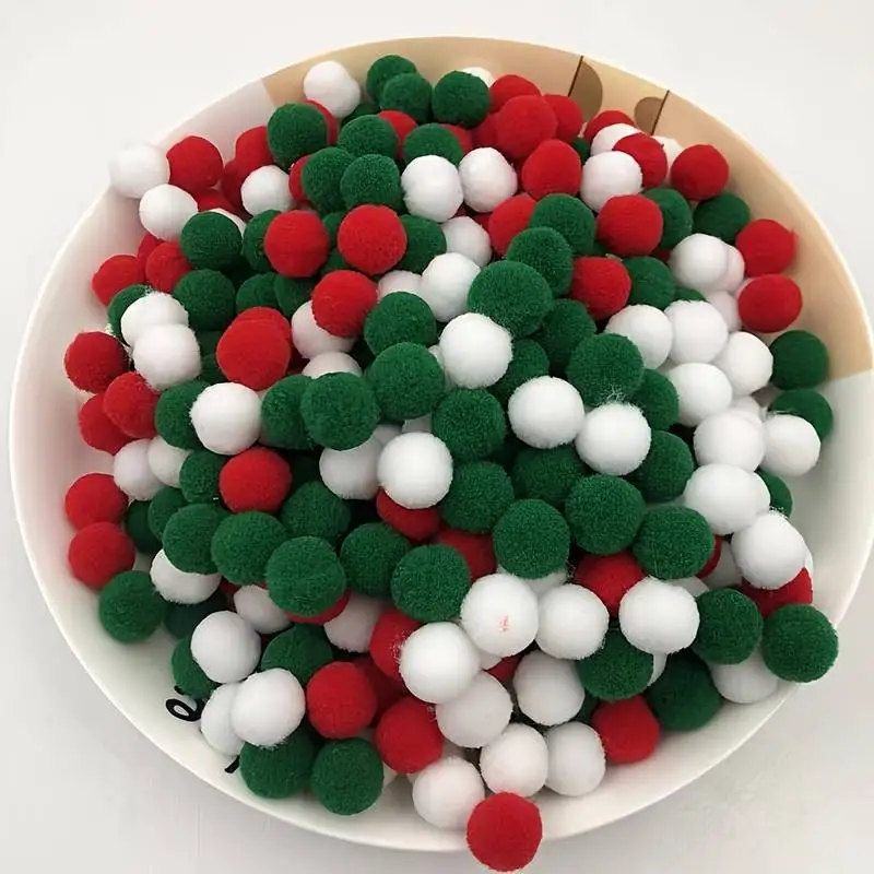 500 Pieces of Christmas-Colored Pom-Poms in Various Colors, Clothing Accessories, Holiday DIY Decoration Supplies