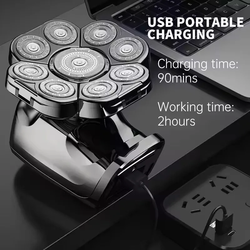 9D Electric Head Shaver for Bald Men, Upgraded 6-in-1 Head Shaver for Bald Men, Waterproof Wet/Dry Grooming Kit Shaver for Men 4