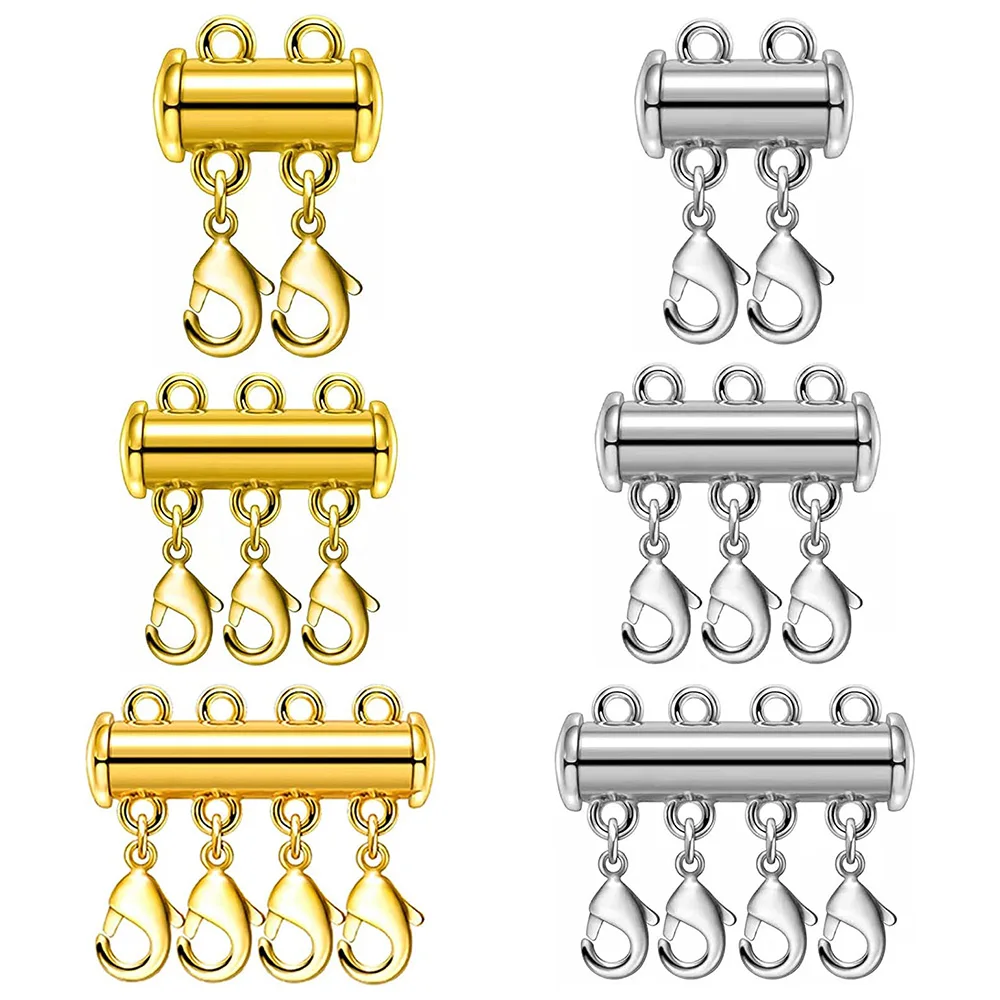 2pcs 2/3/4/5 Multi Strand Necklace Layer Lobster Clasp Slide Magnet Tube Connector Locks for Bracelet Jewelry Making Accessories