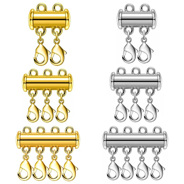 SAUVOO 2/3/4 Holes Multi Strand Layered Necklace Clasp Tubes For Necklace  Bracelet Chain Buckle