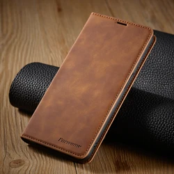 Leather Flip Wallet Case - Universal Fit for Samsung Galaxy Series (Brown)
