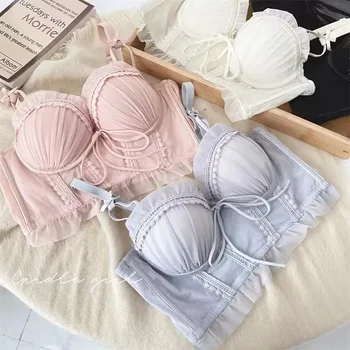 3 Colors 2026 New Princess Style Thickened Push Up Intimates Adjustable Cotton Bra Panties Belt Vest Girls Small Chest Underwear 1