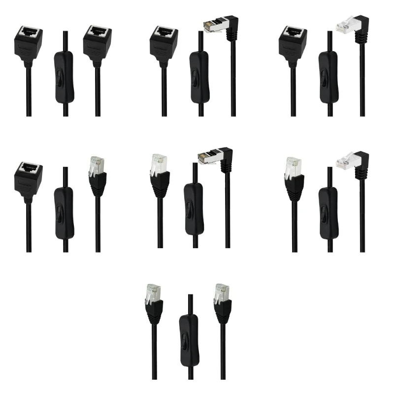 온오프 스위치가 있는 CAT6e 케이블 RJ45 연장 케이블 RJ45 남성-여성 와이어 H8WD