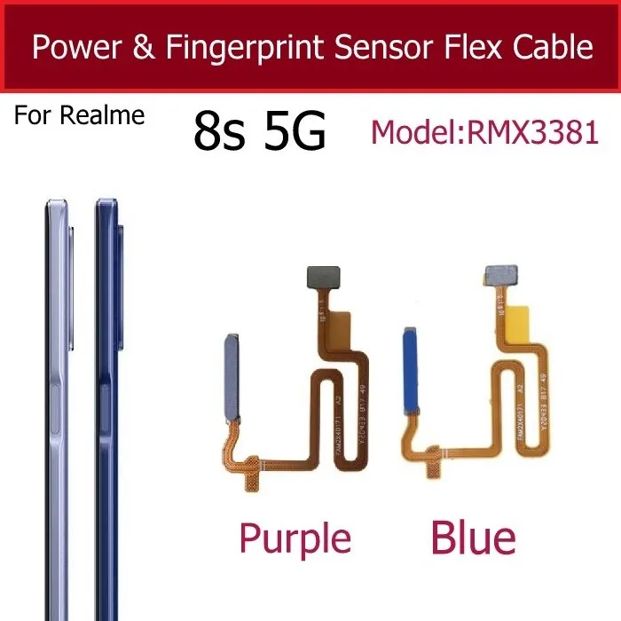 Фото Для Realme 7 5G 8 8S 5G 8i 9i датчик отпечатков пальцев гибкий кабель кнопки питания сенсор отпечатков пальцев Сенсорный Датчик Home гибкие Ленточные детали №5