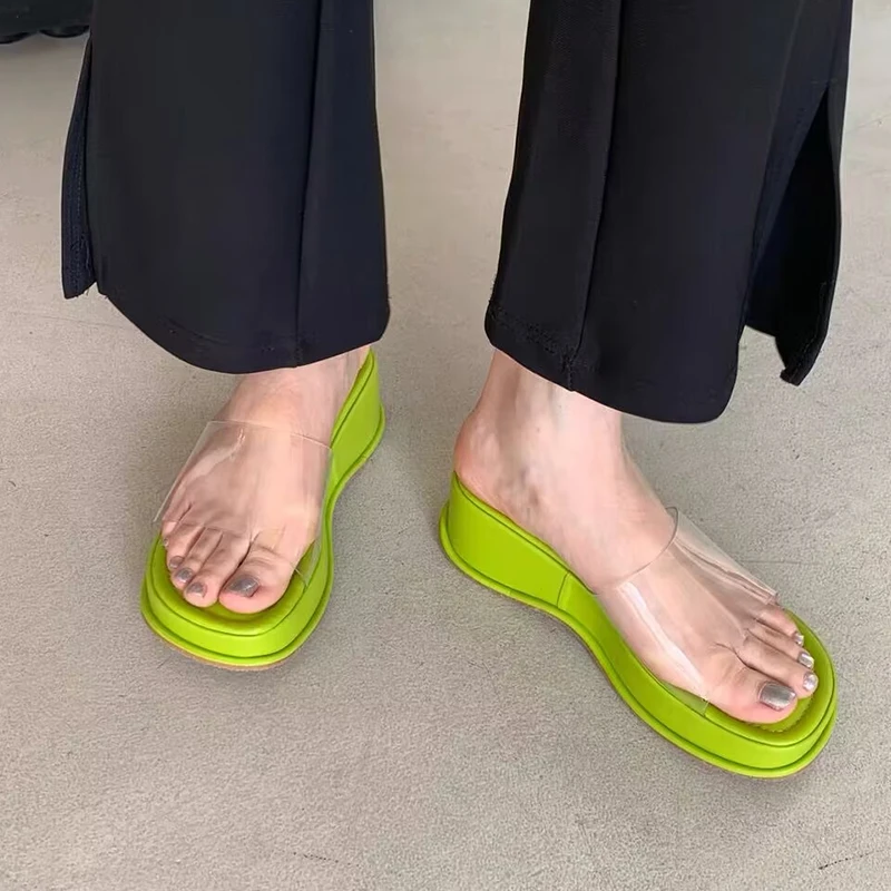 

Transparent Slippers Flats Platform Shoes Women 2024 Summer Fashion Outside Sandals Shoes New Slides Mujer Zapatillas Flip Flops