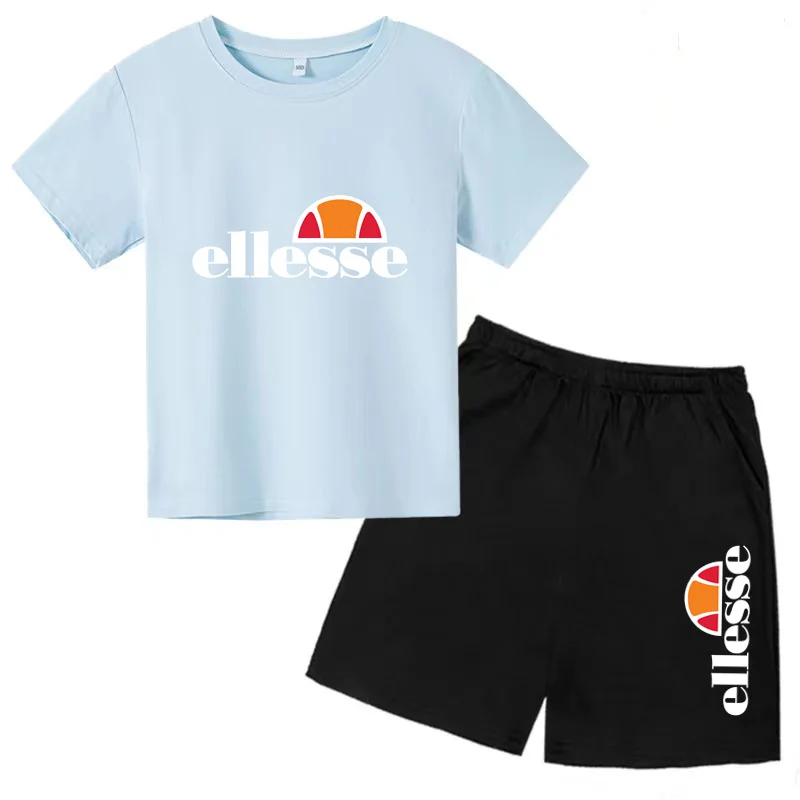 

Summer Clothes Children T-shirt Charming Short Sleeve Top + Shorts 2P Boys Girls Toddler 3-12Y Casual Running Sports Fashion Set
