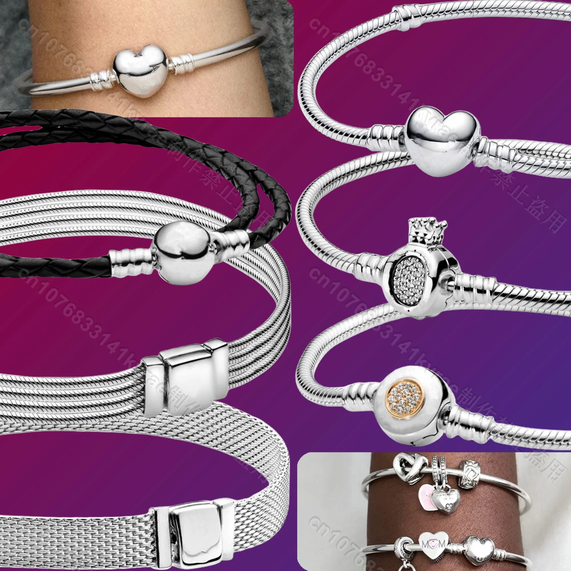 

Оригинальный Браслет-талисман Logo925 для свадьбы, вечеринки для повседневного ношения, кожа, вечный узел, концентрическое кольцо, цепочка, Т-образное Корона