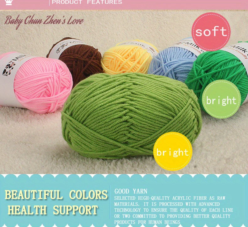 150 g 5-strängiges Milchgarn, handgefertigt, mitteldick, zum Selbermachen, gewebt, für Puppen, Pullover, Blumenmütze, Schal, Garnball – Detail 4