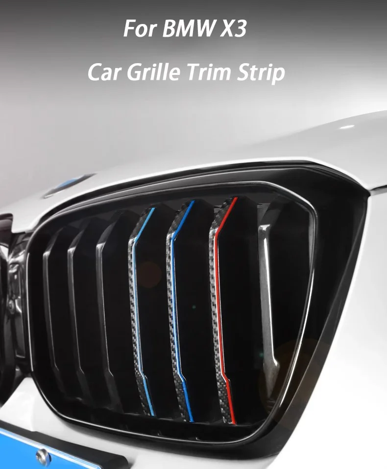 3Pcs Carbon Faser Auto Modifikation Grille Trim Streifen Für BMW X3 G01 2021-2023 Außen Dekoration Aufkleber – Detail 1