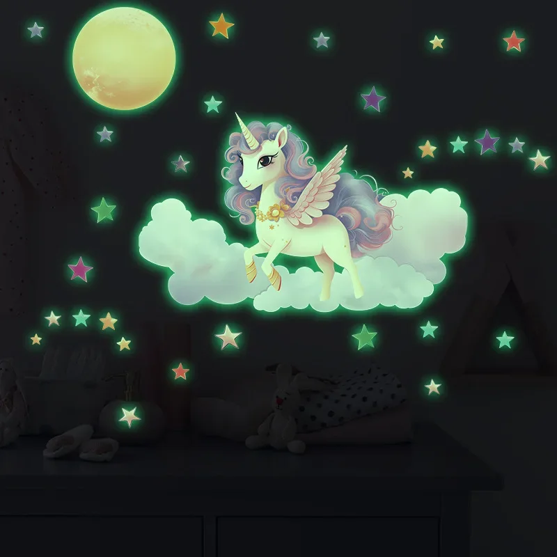 Luminous Cartoon Unicorn Wall Sticker Baby Room