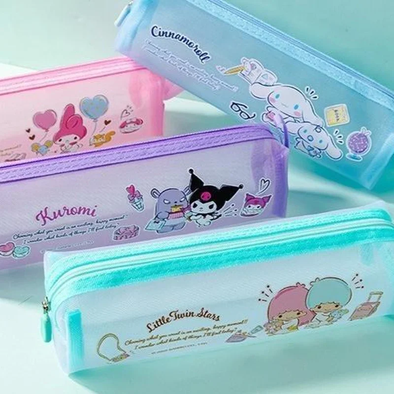 

Милый мультяшный карандаш Kuromi, прозрачный карандаш для студентов, детского сада, мелодия, Сетчатая Сумка для канцелярских принадлежностей, четыре варианта для девушек