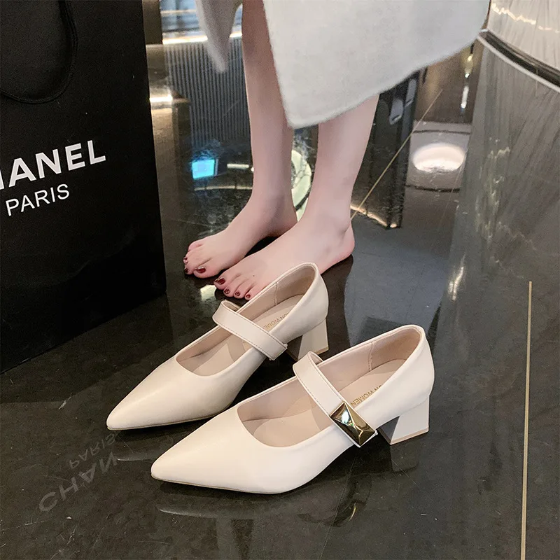 Women High Heels Mary Jane Single Shoes Pointed Toe Dress Party Slingback Sandals Fashion Summer New Pumps Walking Zapatos Mujer 3