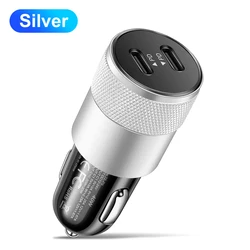 High - Speed USB Type C Car Charger Adapter with 3.1A PD Fast Charging (P9 - 40W Silver)