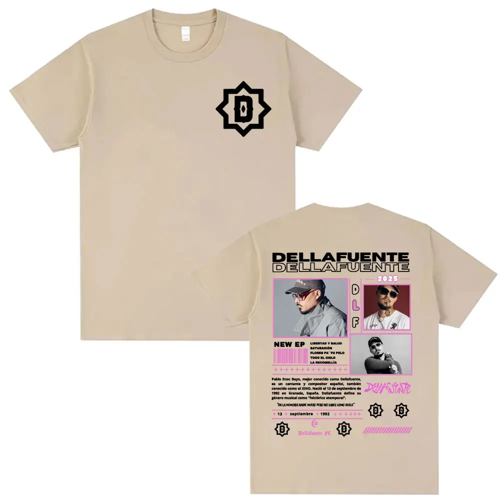 Rapper Dellafuente 2025 Tour Double Sided Graphic T Shirts Men Women Fashion Hip Hop Streetwear 100% Cotton Short Sleeve T-shirt 6