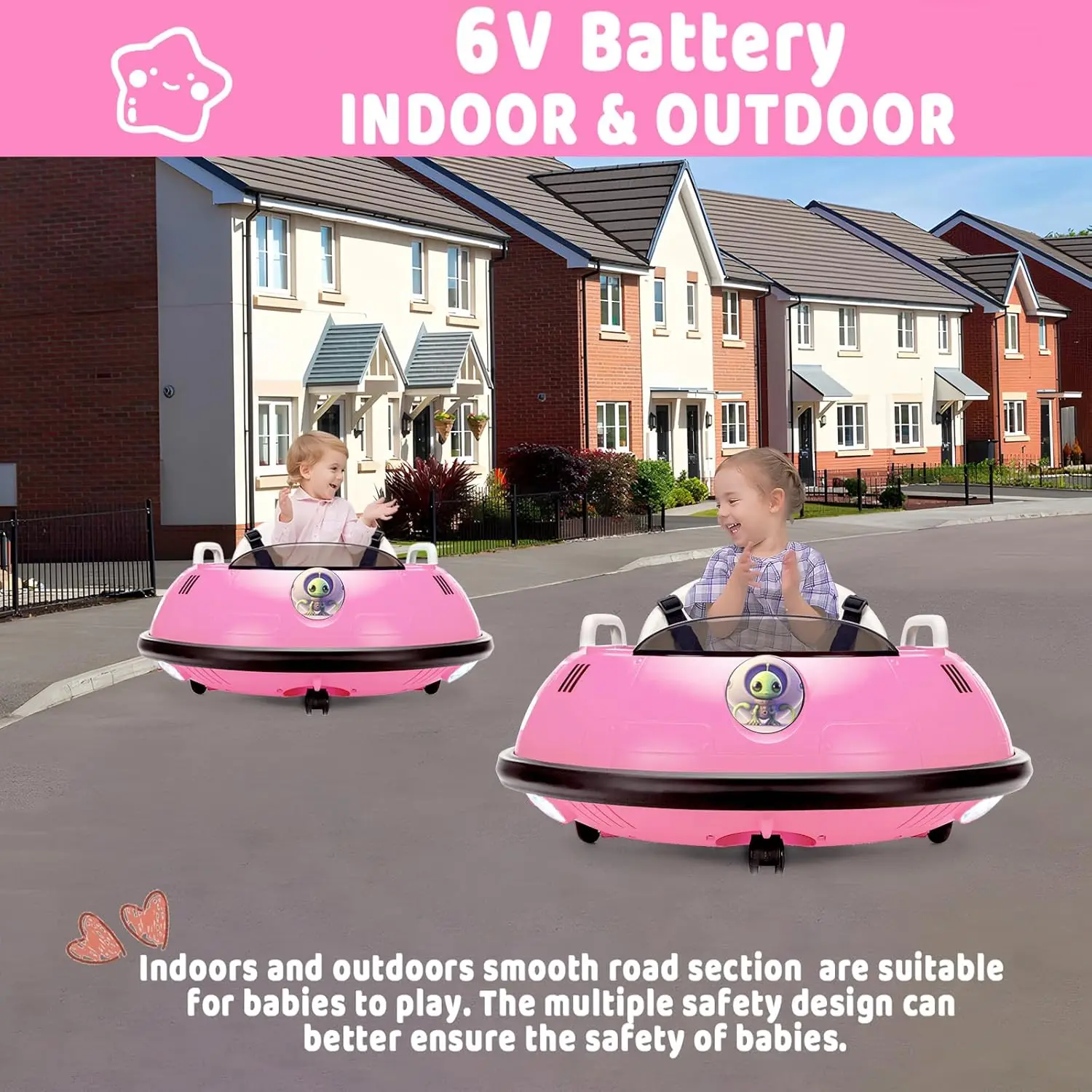 Bumper Car for Kids & Toddlers,Ride On Unique Design UFO Bumping Toy Car Gifts, Manual and Remote Control,3 Speeds,