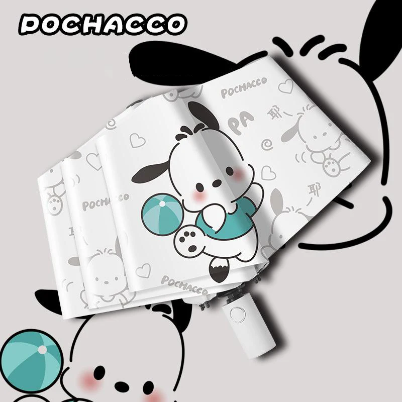 

New Kawaii Miniso Sanrio Pochacco Full-Automatic Umbrella Female Cute Automatic Sun Umbrella Vinyl Sunscreen Uv Shade Umbrella