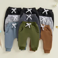 Baby Boys' 3-Pack Pull-on Jogger Pants Knit Pants Classic Fit Elastic Waist Kids Toddler Thick Pants Multipacks Long Pant Winter 1