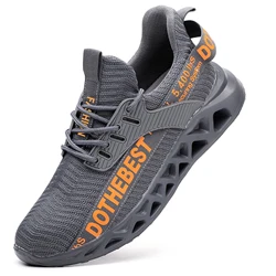 Lightweight Breathable Grey Steel Toe Safety Shoes - Comfortable & Durable Anti - Smash, Anti - Puncture Work Footwear for Men (Grey)