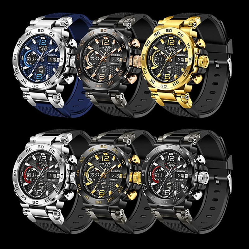 FOXBOX Fashion Diver Watch Men Top Brand Luxury Sport Waterproof Quartz Men's Watches Military Chronograph Relógio Masculino+BOX