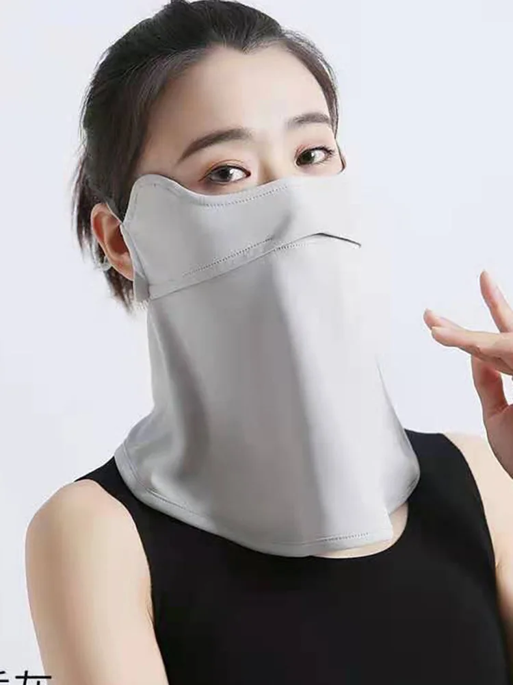 Summer Facekini Hot New Ice Silk Women Sunscreen Mask Anti-ultraviolet Breathable Polyester Cover Face