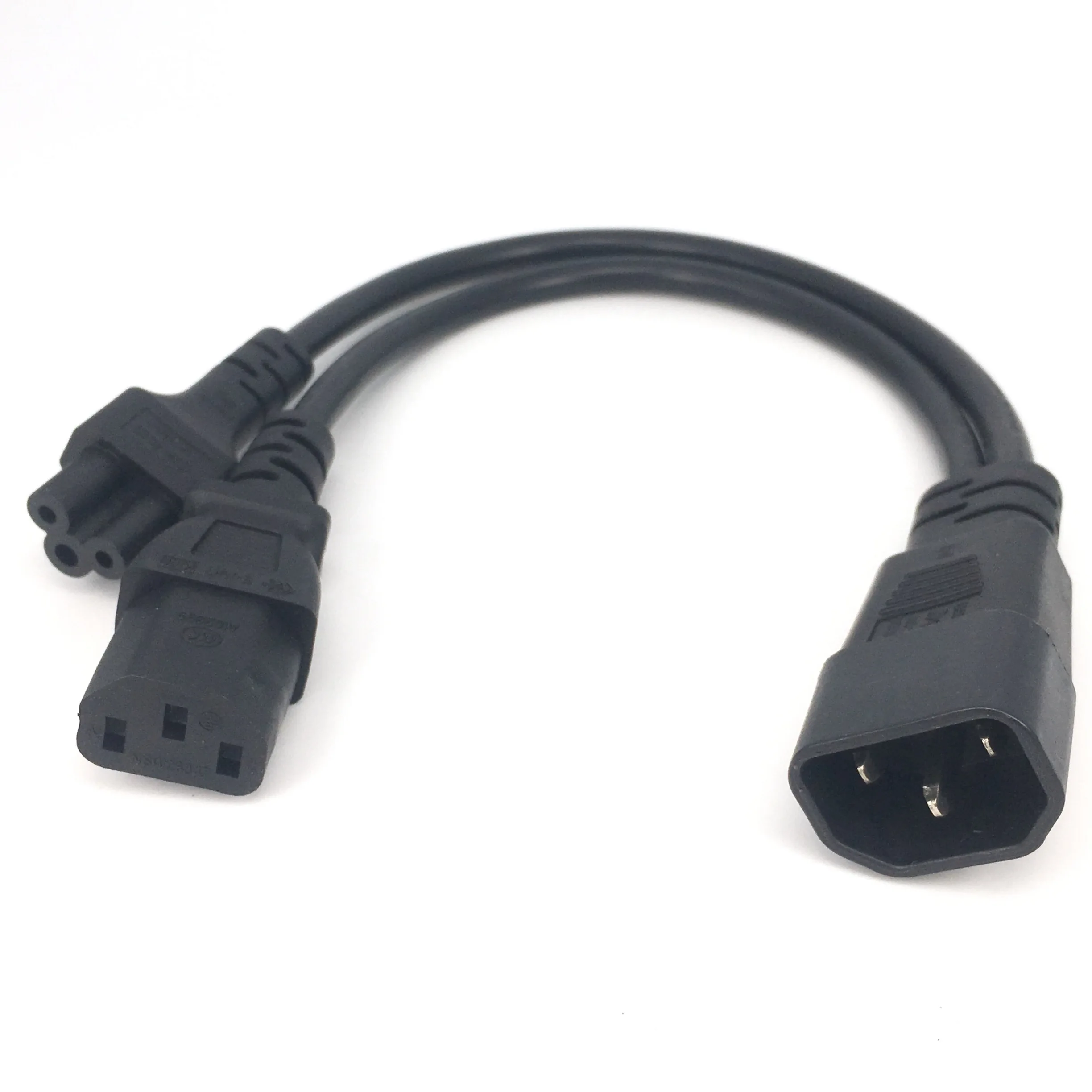 Bolantedz 1Pcs IEC320 C14  IEC320 C13 + C5 Y 전원 코드 분배기 케이블 어댑터 케이블 (PC 모니터 스캐너 및 프린터 용)