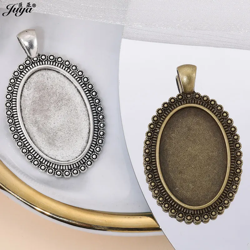 【大学生の特権】学生証で送料無料になる 5pcs 20*30mm Oval Cabochon Pendant Base Vintage Settings アクセサリー