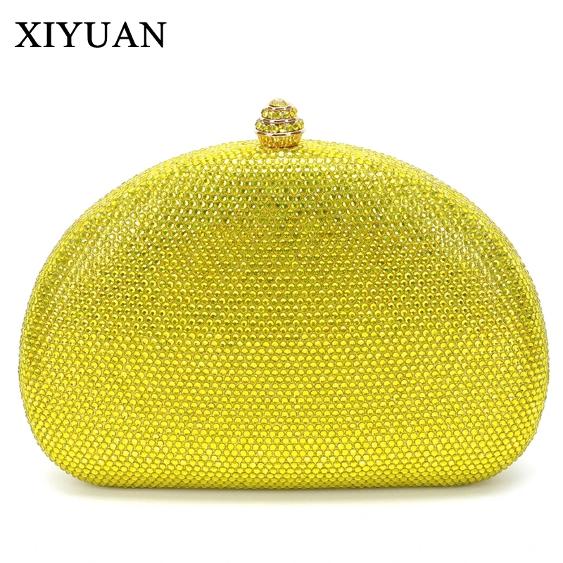 XIYUAN New Women's Green/Red/Pink Crystal Evening Bag Stones Purse Day