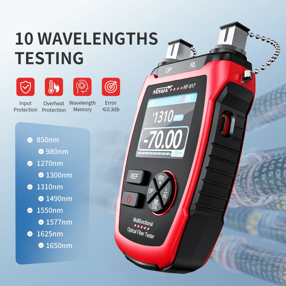 NOYAFA Optical Power Meter Fiber Optic Tester VFL REF FC SC Visual Fault Locator Light Attenuation Measurement