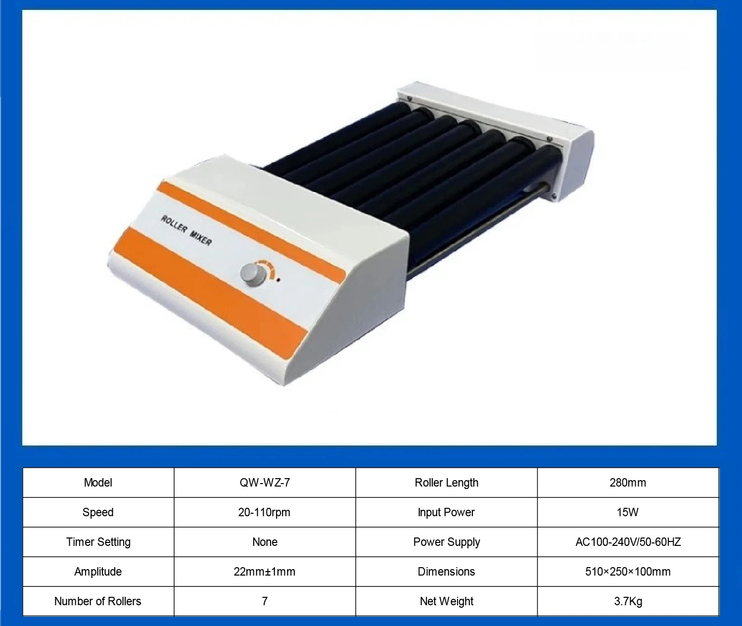 QW-GZ-5T Digital Tube Roller Mixer With Timer Laboratory Blood Tube Mixer 5 Roll