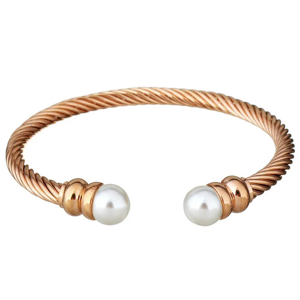 Bracelet Jewelry Stainless Steel Open Twisted Wire Bangle Women