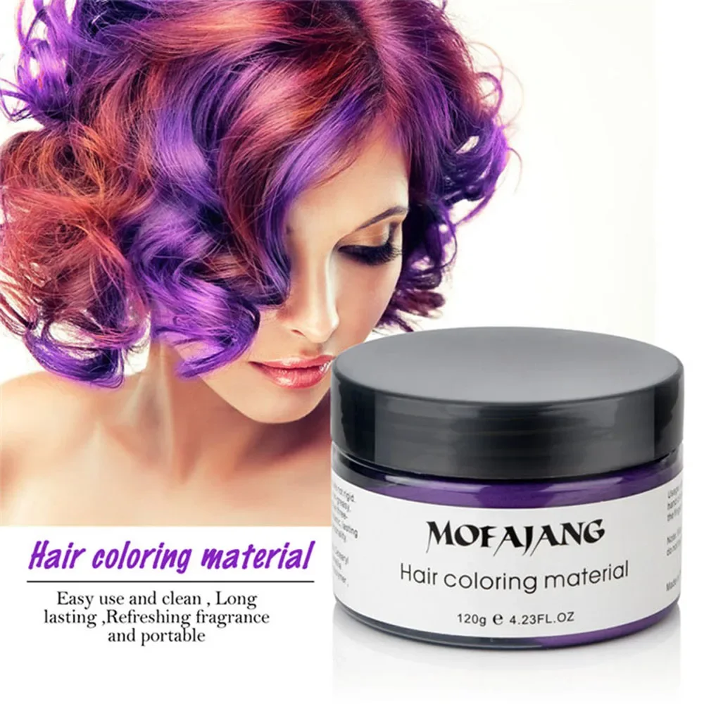 Mofajang Color Hair Wax Dye Styling Pomade Silver Grey Disposable Natural Hair Strong Gel Cream Hair Dye for Women Men