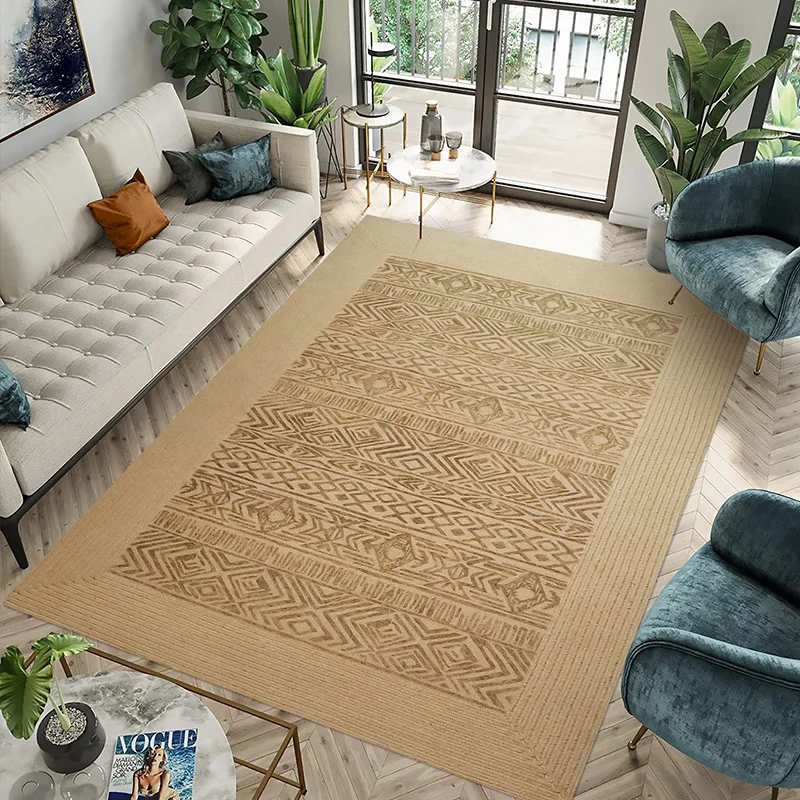 

Living Room Carpet Natural Jute Traditional Hand Knitting Home Decoration Printed Rug Wear Resistant Durable Soft Anti Slip Mat