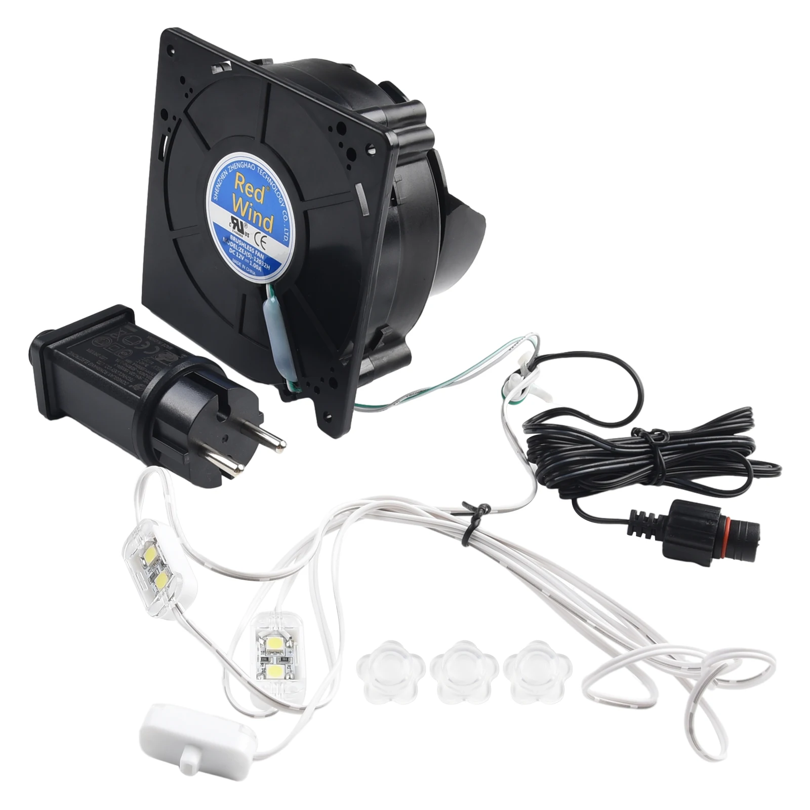 The Real Color Of The Item May Belacement 12V 1.5A Fan Blower Motor With 3 LED Lig Waterproof For Airblow Inflatables Decoration