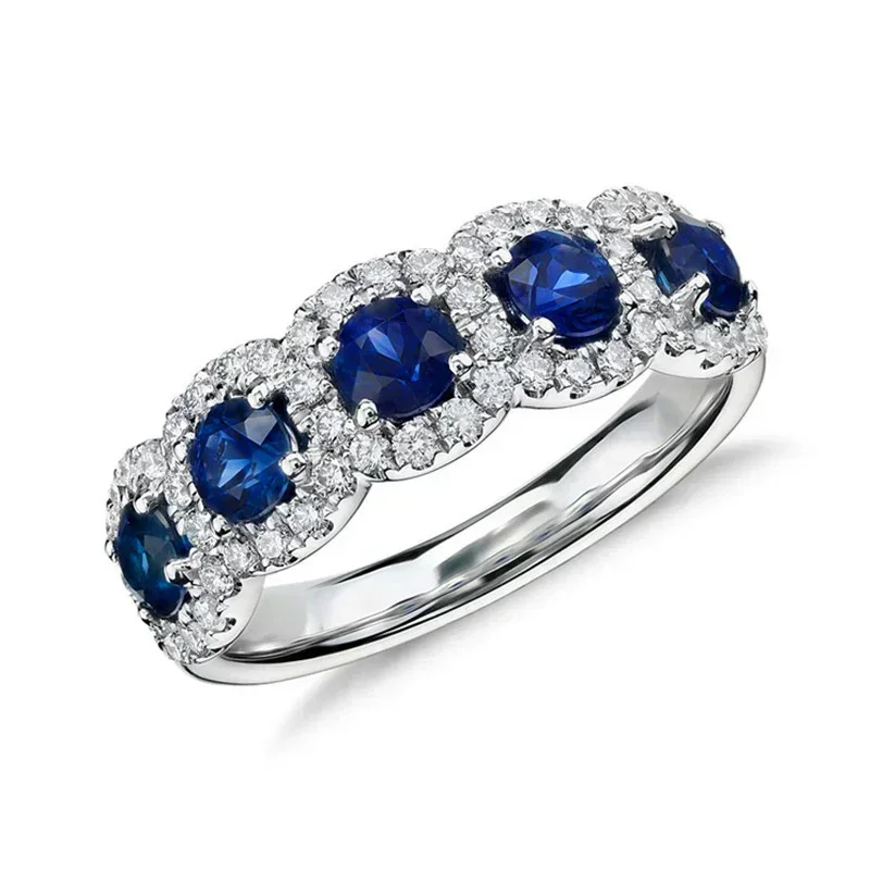 Women's Ring Blue/White Zircon Klein Style Finger Accessories Sparkling Silver Watch Band Fashion Jewelry finger rings womens ring jewelry rings ring jewelry