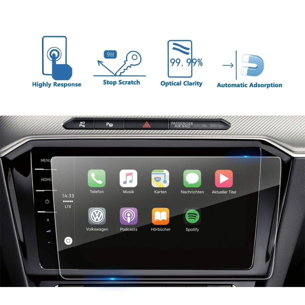 

9.2 inch Car GPS Navigation Protective Film For Passat B8 2018 2019 2020 LCD center screen Tempered glass protective film