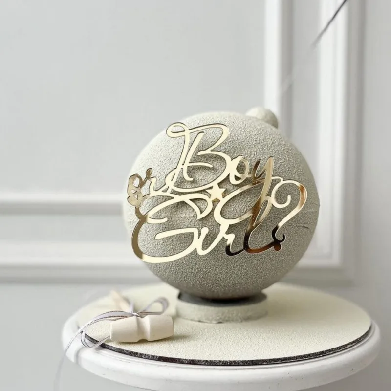 Set 4 Topper Per Torta Oro Acrilico – Decorazioni Per Feste Di Compleanno E Baby Shower (Ragazzo/Ragazza)