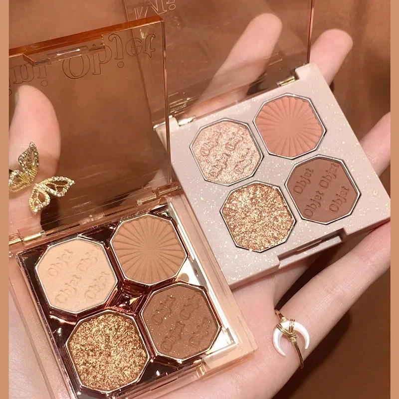 4 Colors Eyeshadow Palette Portable Makeup Highlight Matte Shimmer Eye Shadow Shiny Long Lasting Natural Eyeshadow Cosmetics