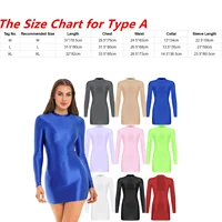 Womens Glossy Long Sleeve Bodycon Dress Stretchy Solid Color Slim Fit Mini Dress Ladies Smooth Mock Neck Tight Dresses Clubwear - Image 4