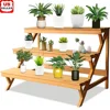 3 Tier Wooden Plant Stand Multi Tiered Ladder Shelf Indoor Outdoor Display Storage Organizer Potted Plants and Flowers 1