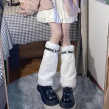 

Winter Warm Plush Medium Tube Sock Sleeve Female Cold Proof Jk Student Versatile Leg Sleeve Japanese Harajuku Style 2022