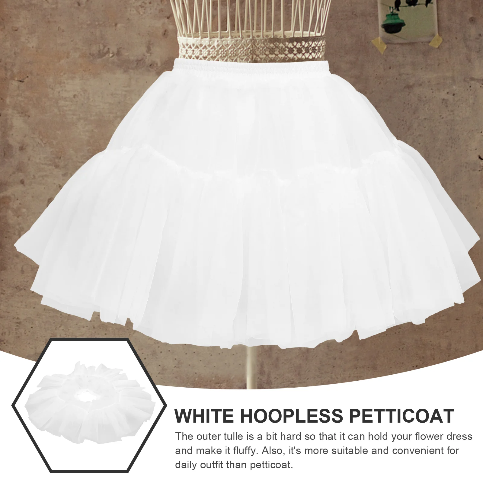 Cosplay Dress Crinoline Short Petticoat Ring Ballet Costume White Tutu Skirt Daily Outfit Accessory