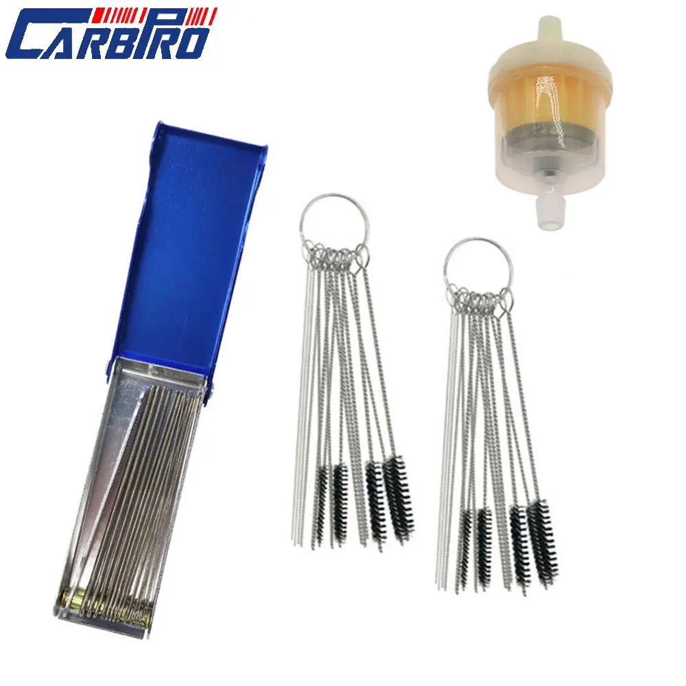 Carburetor Cleaning Kit 20 Needle 13 Wires Brush W/Oil Filter Dirt Jet  Cleaner Tool Set for Automobile Motorcycle Carb